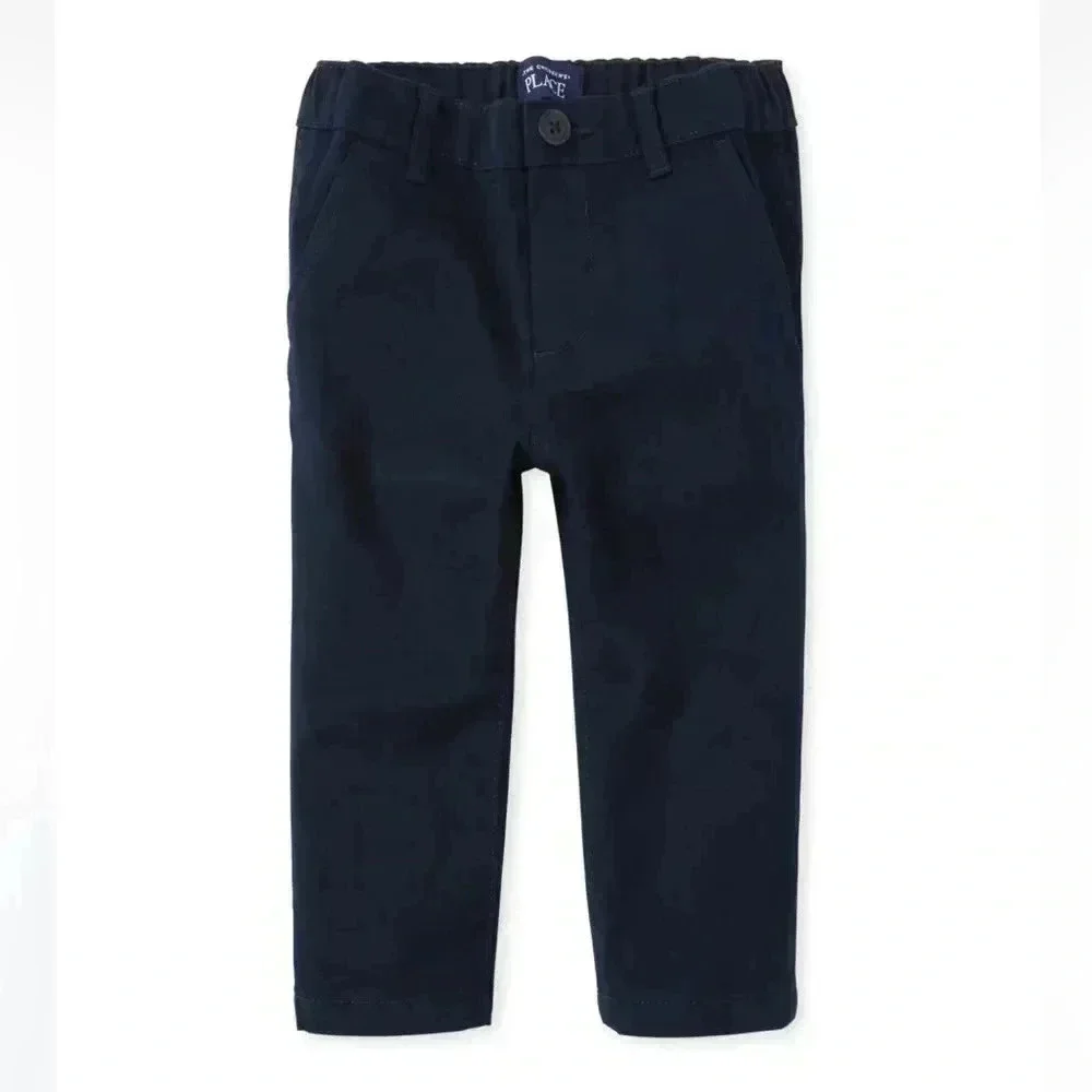 Toddler Boys Uniform Stretch Straight Chino Pants - New Navy